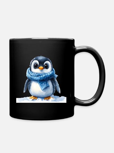 Pingouin mignon avec accessoire d’hiver - Mug uni - noir