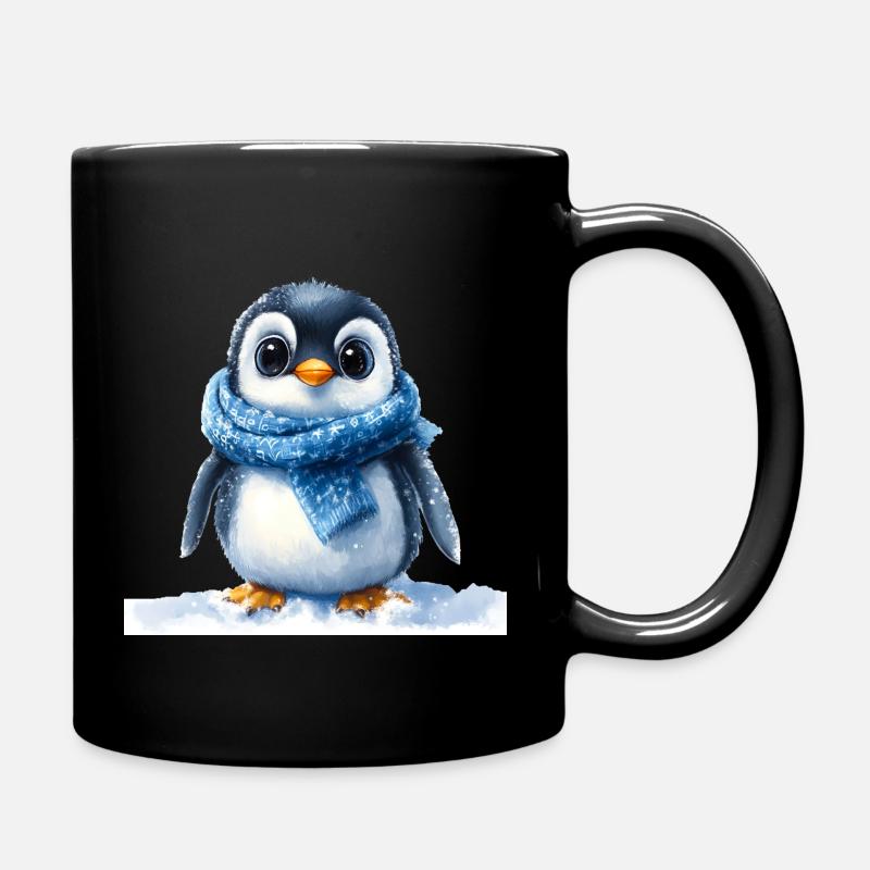 Pingouin mignon avec accessoire d’hiver - Mug uni - noir