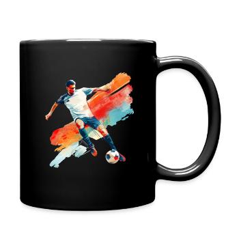 Dynamic soccer player in motion - Full Colour Mug - black - Right