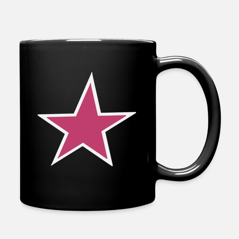 Minimalist Pink Star Illustration - Full Colour Mug - black