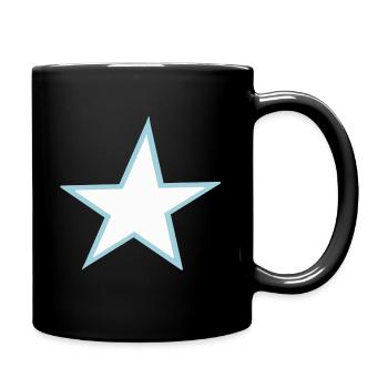 Leuchtender Stern mit blauer Umrandung - Tasse einfarbig - Schwarz - Rechts
