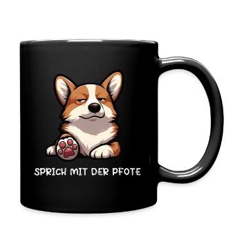 Talk to the Paw Corgi Corgi Welsh Corgi - Full Colour Mug - black - Right