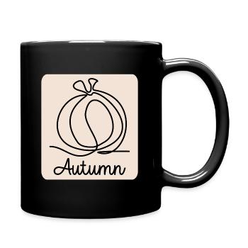 LINE ART PUMPKIN AUTUMN HALLOWEEN - Full Colour Mug - black - Right