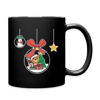 Biber Weihnachten Schneekugel Biber - Tasse einfarbig - Schwarz - Rechts