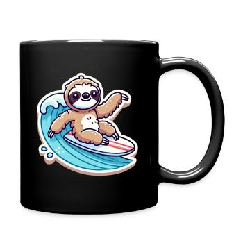 Niedlicher Faultier-Wellen Surfer - Tasse einfarbig - Schwarz - Rechts