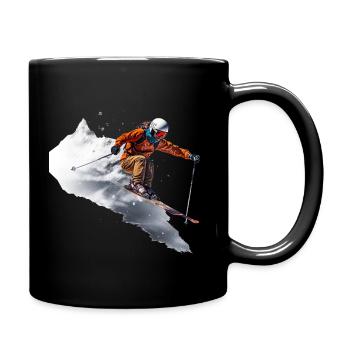 Adrenalinkämpfer Skiläufer im Schnee - Tasse einfarbig - Schwarz - Rechts