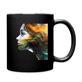 Fluidkunst Gesichtsmotiv - Tasse einfarbig - Schwarz - Rechts