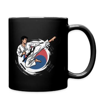 Dynamische Taekwondo Kampfkunst Illustration - Tasse einfarbig - Schwarz - Rechts