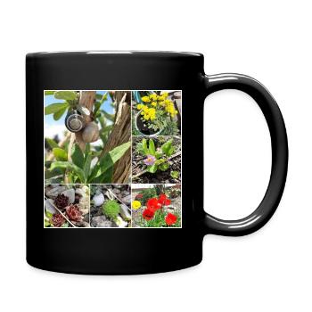 Verschiedene Gartenpflanzen und Schnecken - Tasse einfarbig - Schwarz - Rechts