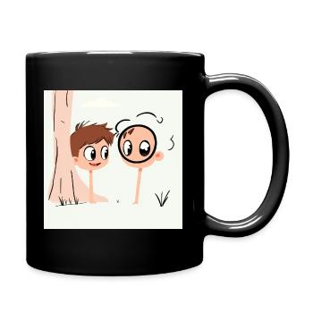 Humorous children's sketch with unicorn charm - Full Colour Mug - black - Right
