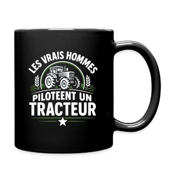 Real men drive a tractor - Full Colour Mug - black - Right