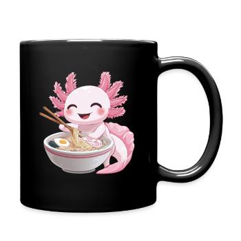 Kawaii Anime Axolotl Ramen Nudeln - Tasse einfarbig - Schwarz - Rechts