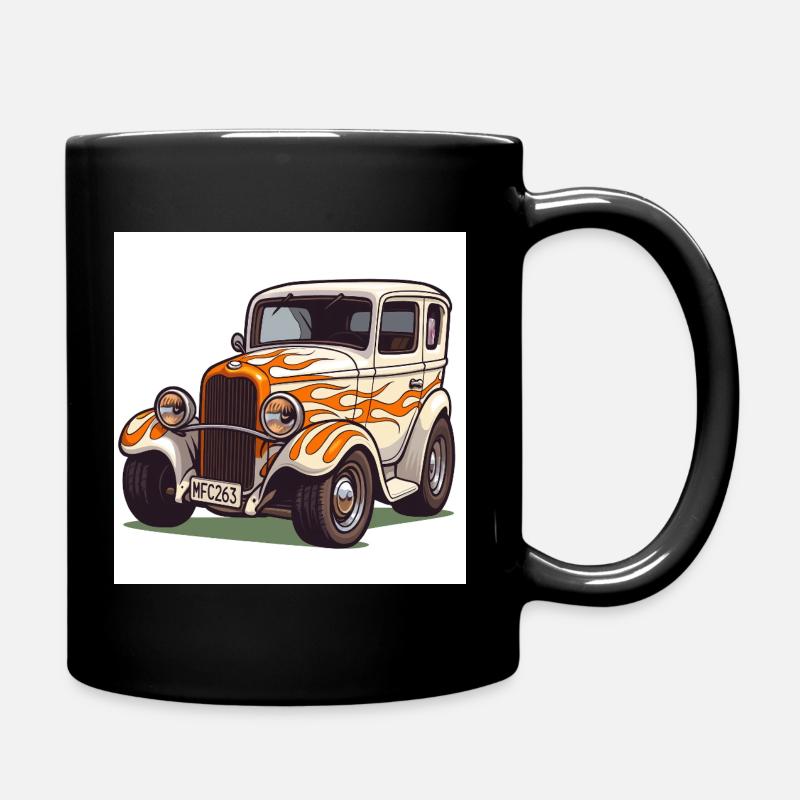 Oldtimer Hot Rod Auto - Tasse einfarbig - Schwarz