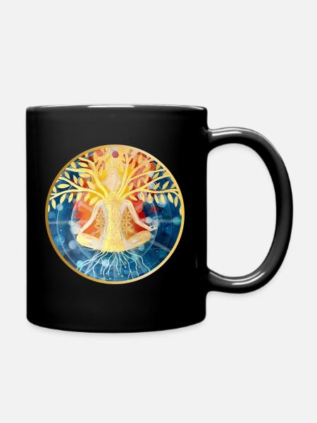 Lebendige Baum-Meditation Illustration - Tasse einfarbig - Schwarz