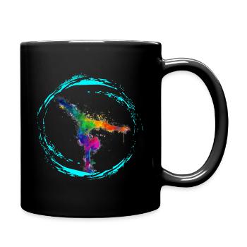 Watercolor gymnastics dancer on colorful background - Full Colour Mug - black - Right