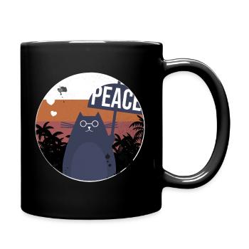 Katze Vintage Design Geschenk - Tasse einfarbig - Schwarz - Rechts