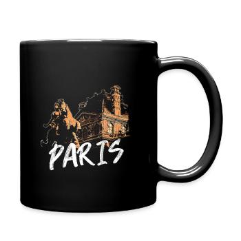 Paris architecture and statue - Full Colour Mug - black - Right