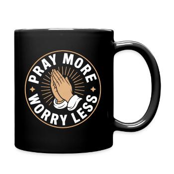 Christian Pray More Worry Less Prayer Trust - Full Colour Mug - black - Right