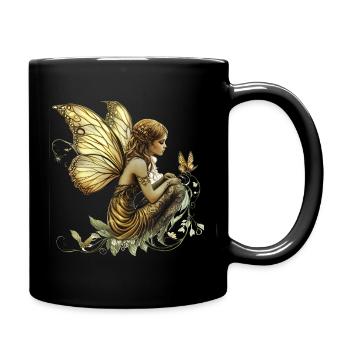 Fabulous fairy fairy in gold cloth with wings - Full Colour Mug - black - Right