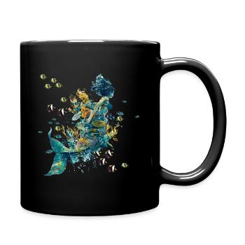 Hydro Mermaid mit Korallenmeer - Tasse einfarbig - Schwarz - Rechts