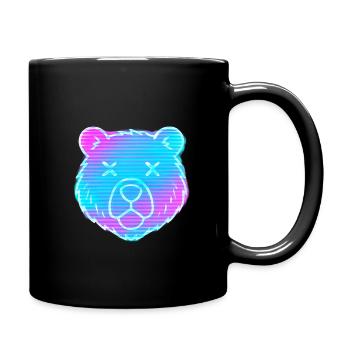Neon Bärenkopf Gradient - Tasse einfarbig - Schwarz - Rechts