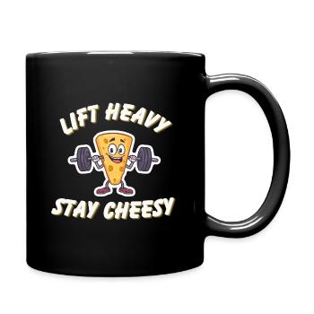 Cartoon Cheese – Lift Heavy, Stay Cheesy - Tasse einfarbig - Schwarz - Rechts