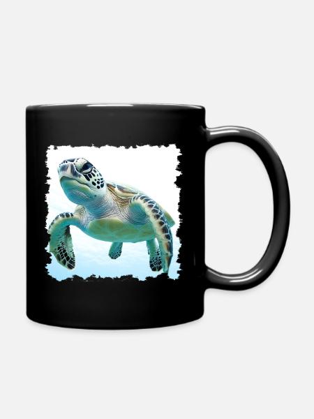 Unterwasser Schildkroeten Nahaufnahme - Tasse einfarbig - Schwarz