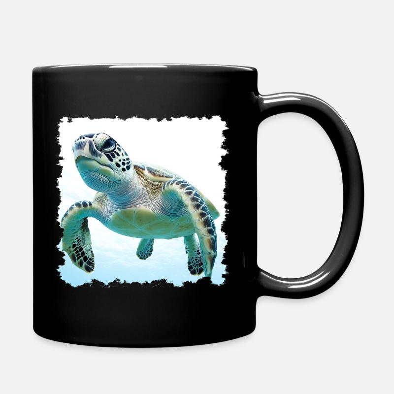 Unterwasser Schildkroeten Nahaufnahme - Tasse einfarbig - Schwarz