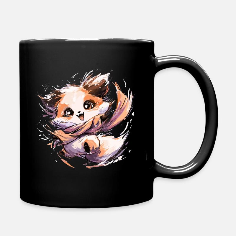 Fuchs mit Schal | Tanzender Fuchs - Tasse einfarbig - Schwarz