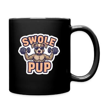 Cartoon Bulldog – Swole Pup Gym Design - Tasse einfarbig - Schwarz - Rechts