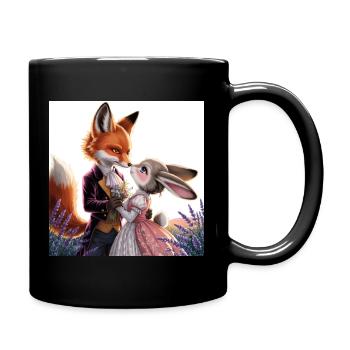 Mariage fabuleux : renard et lièvre - Mug uni - noir - Droite
