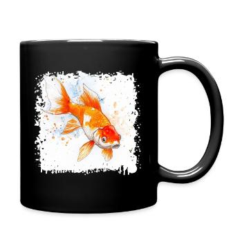 Koi Watercolor Carp - Full Colour Mug - black - Right