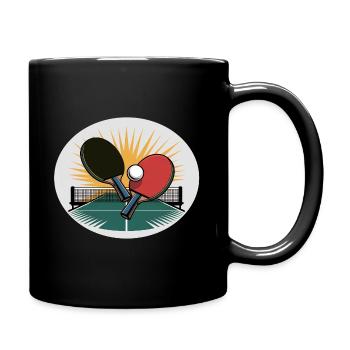 Raquette de ping-pong avec filet au lever du soleil - Mug uni - noir - Droite