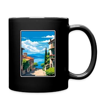 Sirmione Italien Küstendorf Treppe Aussicht - Tasse einfarbig - Schwarz - Rechts