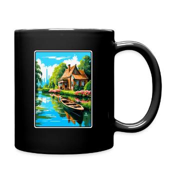 Giethoorn Riverside Cottage en été fleuri - Mug uni - noir - Droite