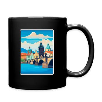 Charles Bridge Czech Republic City Bridge Scene - Full Colour Mug - black - Right