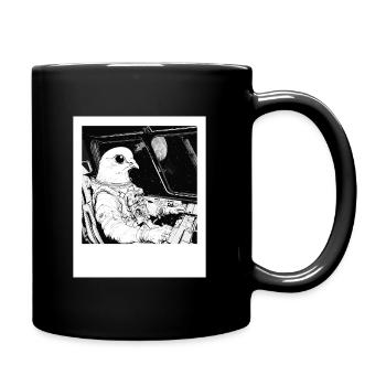 Raumtaube im Astronautenkosmos - Tasse einfarbig - Schwarz - Rechts