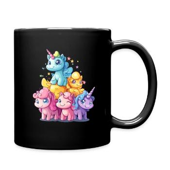 Pastel Unicorn Stacking Spell Unicorn Family - Full Colour Mug - black - Right