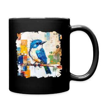 Blauer Vogel im Farbblock-Abstract - Tasse einfarbig - Schwarz - Rechts