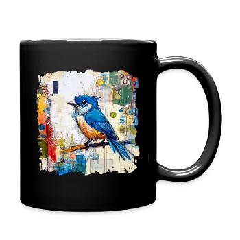 Oiseau bleu dans une mer abstraite de couleurs - Mug uni - noir - Droite