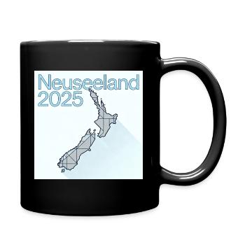 Neuseeland 2025 Geometrische Karte - Tasse einfarbig - Schwarz - Rechts
