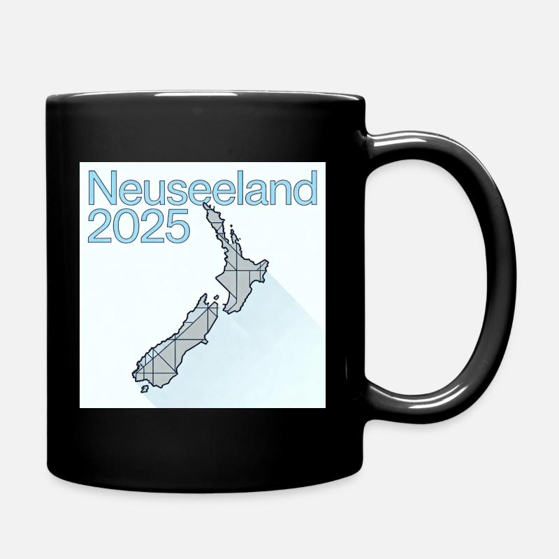 Neuseeland 2025 Geometrische Karte - Tasse einfarbig - Schwarz