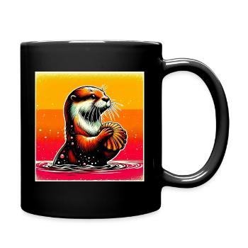 loutre - Mug uni - noir - Droite