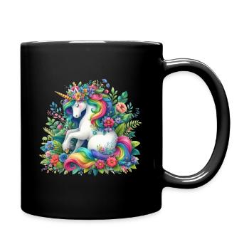 Rainbow Mane Unicorn Bloom - Full Colour Mug - black - Right