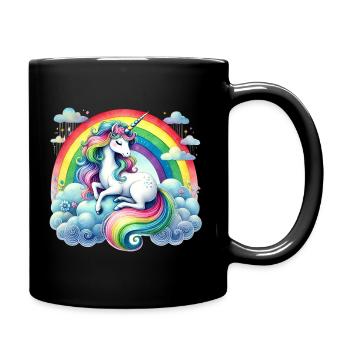 Licorne arc-en-ciel sur les nuages - Mug uni - noir - Droite