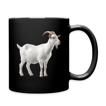 White Mountain Goat Portrait - Full Colour Mug - black - Right