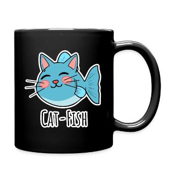 Cat-Fish - Half Cat, Half Fish or a Catfish! - Full Colour Mug - black - Right