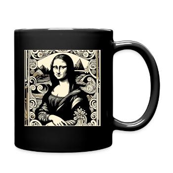 Renaissance Porträt im Ornamentstil - Tasse einfarbig - Schwarz - Rechts