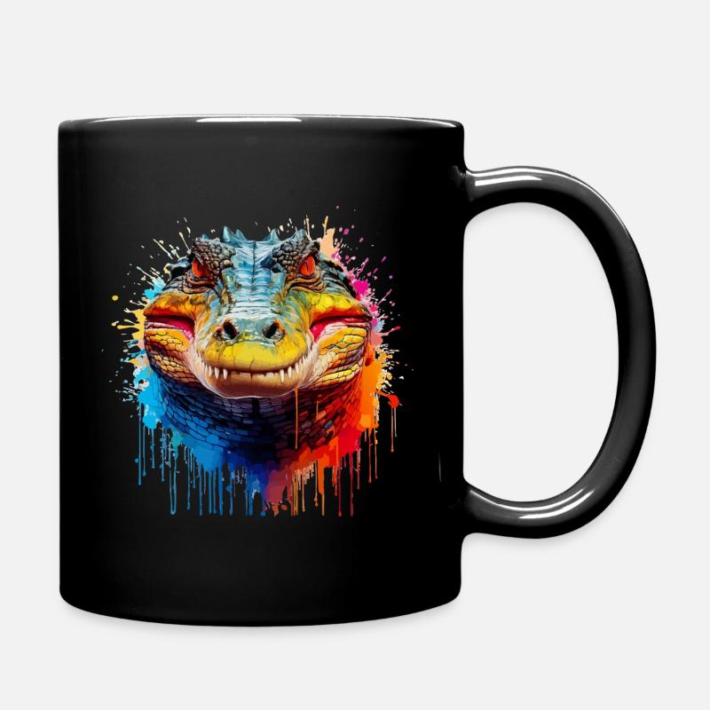 Colorful Crocodile Head Splash - Full Colour Mug - black