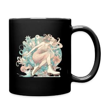 Schlittschuhlaufen Frau Art Nouveau Geschenk - Full Colour Mug - black - Right